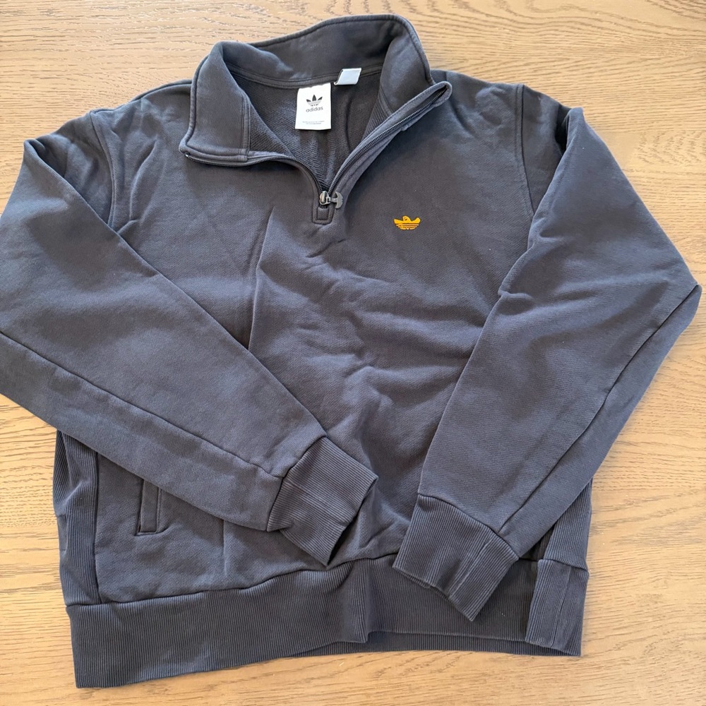 Adidas Men's Dark Gray Zip-Up Sweater